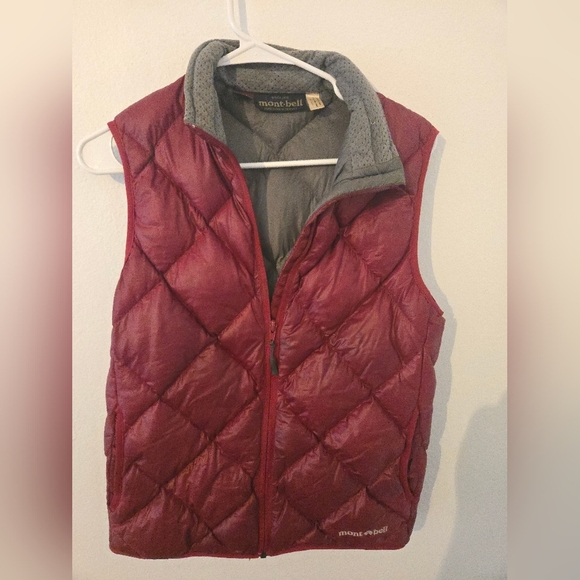 Montbell Jackets & Blazers - Montbell Womens Quilted Goose Down Puffer Red Vest Zip Up Nylon Size Small Mont